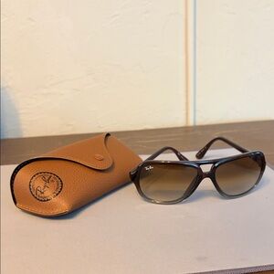 Ray-Ban Black and Brown Sunglasses with Tan Case